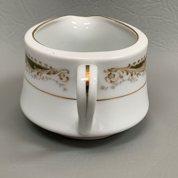 Signature Collection Creamer Queen Anne 113 White Green w/ Gold Trim - Picture 2 of 7